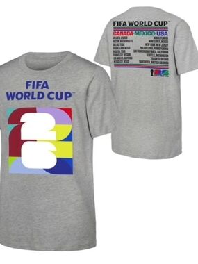 FIFA World Cup 2026 Gray Graphic Short Sleeve Tee Mens Size XXL